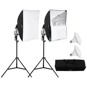 Summervibes VEVOR Softbox Lighting Kit, 24x 24, Professional Softbox with 30W 5500K LED Bulbs, Close to Natural Daylight, Adjustable Tripod Stand, Studio Lights for Photography, Vedio Recording, Live Streaming