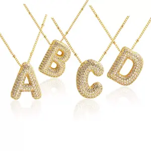 [Your name] 26 letters necklace silver|gold zircon initials necklace men and women necklace daily wear birthday gift