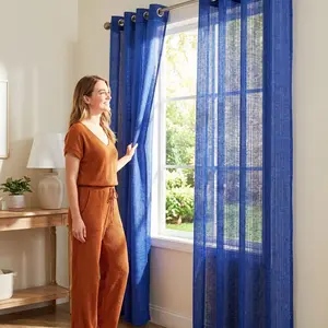 Curtain Vibes 2/4Pcs Slub Yarn Curtains, Slub Fabric Texture, Grommet Top Design, Light-Transmitting, Lightweight and Soft, Suitable for Decoration in Living Rooms, Bedrooms, Studies and Kitchens L12 sheer curtain silhouette