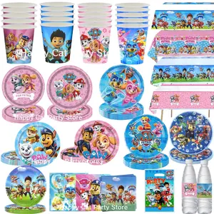 PAW Patrol Birthday Party Decoration Disposable Tableware Tablecloth Plate Gift bag Baby Shower Kids favors Gifts Party Supplies