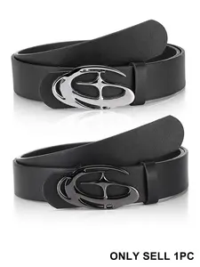 Men Women Unisex Punk Style Y2K Belt Silver Color Buckle Jeans Waistband Adjustable Casual Fashion Gift for Friends Birthday Festival