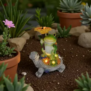 Solar Garden Statue Fairy Animal Figurine Light for Outside Outdoor Decorations Resin Turtle Statues Pathway Light for Patio Yard Lawn with Sunflower and Succulent Details, Garden Decor