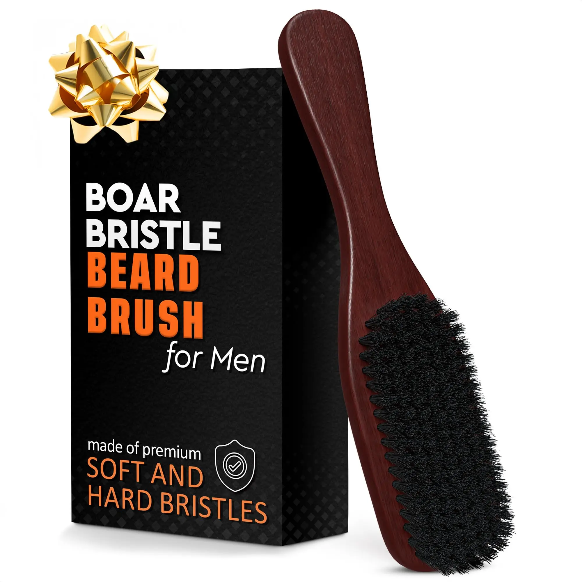 Soft Beard Soft Boar Bristle Beard Brush for Men, 9" Wooden Handle, Ideal for Beards, Mustaches, & Hair, Comfortable Grip for Daily Styling Smooth