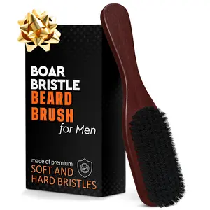 Soft Beard Co. Soft Boar Bristle Beard Brush for Men, 9" Wooden Handle, Ideal for Beards, Mustaches, & Hair, Comfortable Grip for Daily Styling