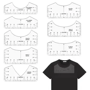 8pcs Transparent PVC T-Shirt Alignment & Centering Guides - Vinyl Ruler Templates for DIY Sewing, Crafting, and Heat Press HTV Design