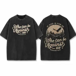 If God Is For Us Romans 8:31 Washed T-Shirt for Men – Christian Bible Verse Graphic Short Sleeve Tee, Vintage Cotton Faith Streetwear Shirt