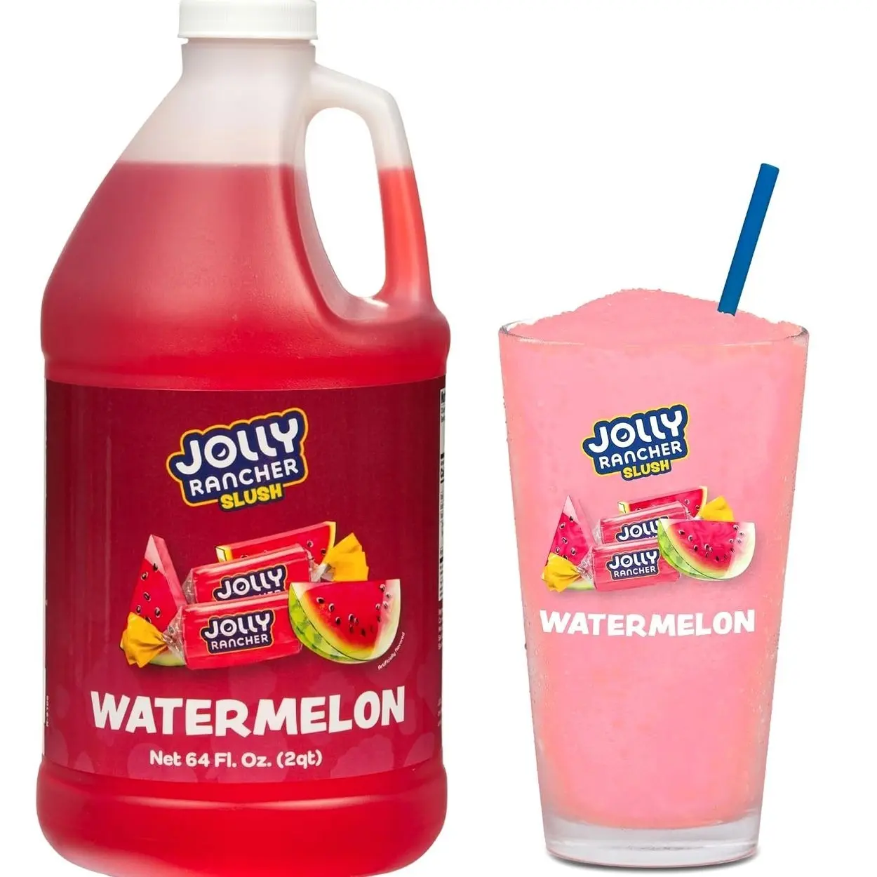 JOLLY RANCHER® Watermelon Frozen Beverage Mix – Fruit Flavor Slushie Mix for Machine, 1/2 Gallon Bottle – Frozen Drink Concentrate, 5:1 Ratio for Slushie & Frozen Drink Machines