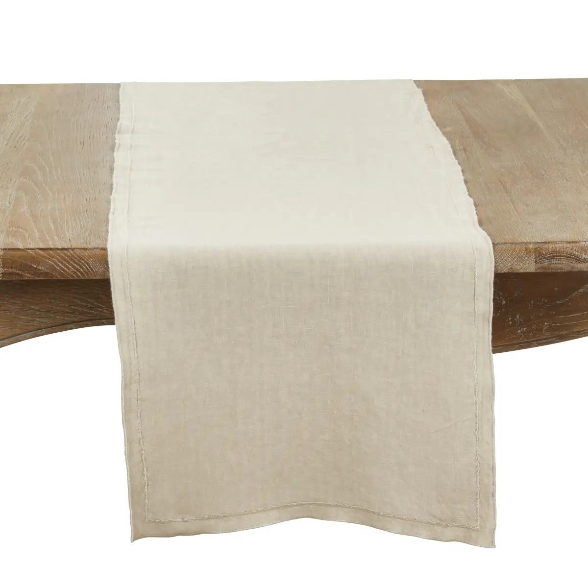 Saro Lifestyle 23007.N1672B Solid Stitched Over-Lock Edge Table Runner - Natural, Contemporary Home Kitchen Dining Tables Decor