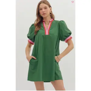 "Hannah" Dress with Ribbon Contrast