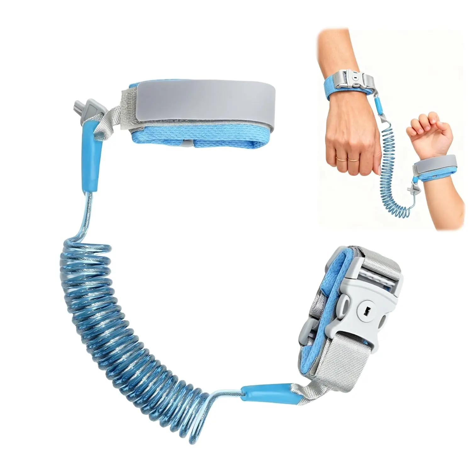 Toddler Harness with Safety Lock, 6.56ft Reflective & Retractable Anti-Tangle Wrist Link, Steel Wire Leash with Velcro Adjust for Kids Travel, Safety Harness Kit, Retractable Leash, Airports, Arm Leash Protective Gear
