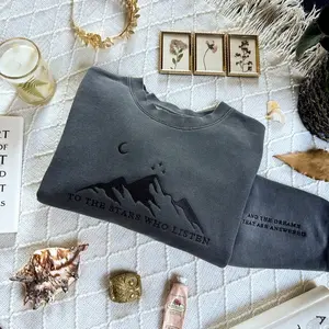 ACOTAR Black Embroidered Sweatshirt Stars Acotar Merch Acotar Sweatshirt Velaris Sweatshirt Acotar Shirt Sjm Merch Maas