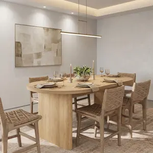 🍽️ 63"/71" Oval Farmhouse Dining Table for 6-8 – Large Kitchen Table with Double Pedestal Base – Heavy Duty Wood for Living Room or Dining Room! 🏡