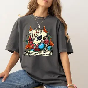 Comfort Colors Life’s A Gamble I’m Just Dealing PNG, Y2K Cowgirl Poker Shirt Design, Retro Country Girl Ace Card Clipart, Western Graphic Tee