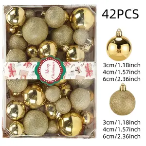42pcs Christmas Tree Ball Decorations, 1.18/1.57/2.36inch Size (Multiple Colors to Choose From) Christmas Decoration Balls, Christmas Decoration Supplies, Suitable for Decorating Christmas Tree Scenes, Event Parties, Holiday Party Decoratio