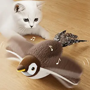cat stuff Flapping Bird Cat Toy Touch-Activated & Rechargeable Chirping Wing Toy for Indoor Cats Non-Flying Interactive Plush Toy Kitten cat toys cool cat stuff