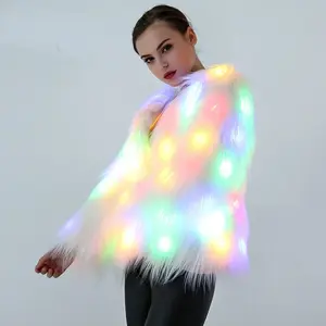 GlowFur™ LED Hooded Coat – Light-Up Faux Fur Jacket for Nightwear, Festivals & S