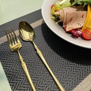 Washable PVC Placemats Set of 6, Durable Heat Resistant Wipeable, Non Slip Rectangle Dining Table Mats - 12x18 Inch (Brown)