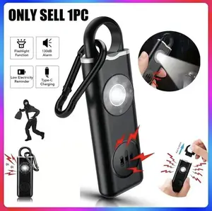 4.Personal Safety Alarm for Women,Student,Older,Rechargeable 130db Siren with Strobe & Steady Light,Pull-Activated Self-Denfense Keychain with Lobster Clasp