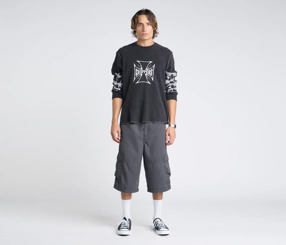 HYDRO CHILL MICROSUEDE CARGO SHORT 15" INSEAM CHARCOAL