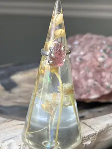 Natural Crystal Rings - 925 Sterling Silver - Citrine, Watermelon Tourmaline, Pink Tourmaline, & Peridot