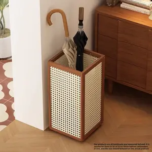 Vintage Bamboo Umbrella Stand, Independent Waterproof Entrance Rainproof Storage Rack, Display Holder, Space-Saving Decor for Home Office Lobby, Decoration