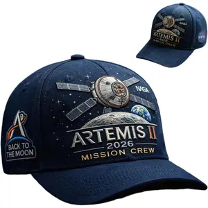 Artemis II Lunar Mission Commemorative Cap, Adjustable Embroidered Baseball Cap, Back to the Moon Hat for Women & Men
