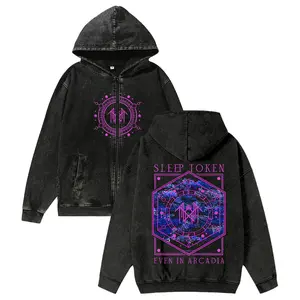 Unisex Sleep Token Washed Cotton Zipper Hooded Sweatshirt，Retro Classic For Autumn And Winter Pure Cotton Zipper Hooded Sweatshirt Warm And Comfortable ，Made in USA Zipper Hooded Sweatshirt
