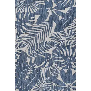 Ziba Home Villa Outdoor Rug Salerno Blue – Floral Pattern Design – Non-Slip, Weather-Resistant 100% Polypropylene Rug for Durable Indoor/Outdoor Use on Patios, Pool & Porches