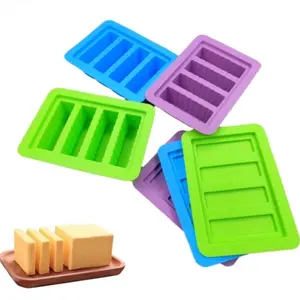 Silicone Butter Mold, Creative Rectangular Cake Soap Popsicle Mold, 3D Bread Tray, DIY Pudding Kitchen Tool, Reusable Ice Cube Mold