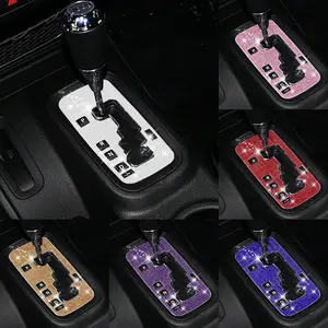 1pc Sparkling Rhinestone Car Gear Shift Box Decorative Sticker Panel Cover Suitable For Styling Interior Female Car Accessories For