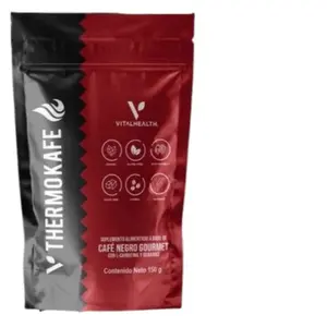 ThermoKafe de VitalHealth Café Gourmet con Ingredientes Naturales 150g - Natural Ingredients in Black and Red Packaging - Beverage, Coffee