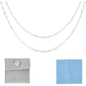 3.28 Ft 925 Sterling  Paperclip Chains 1.7mm Soldered Oval Link Chains Permanent  for Women's Trendy Layering Necklace Bracelet Making
