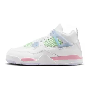 Little Kid's Jordan 4 Retro "V-Day" White/Med Soft Pink-Half Blue (IB7069 100)
