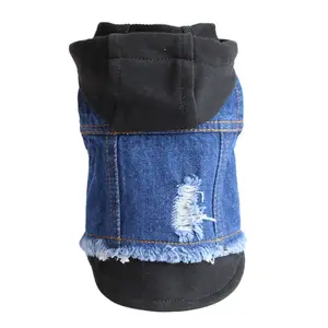 Jean Hoodie Dog Hooide Black Warm Jumpsuit Winter Puppy Pajamas Outfit