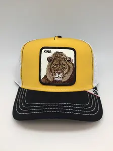 Gorin Bros.-MV Lion Cap with "KING" Embroidery, Yellow Front Panel, Black Back Panel, and White Strap Details