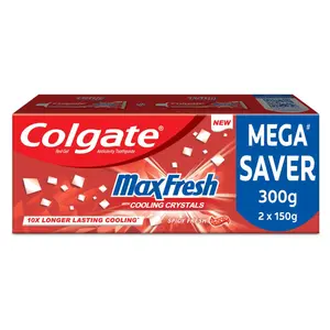 Colgate Max Fresh Toothpaste Red Gel Cooling Crystals 5.3oz/150g Each 2 Counts  Value Pack No-Drip Nasal