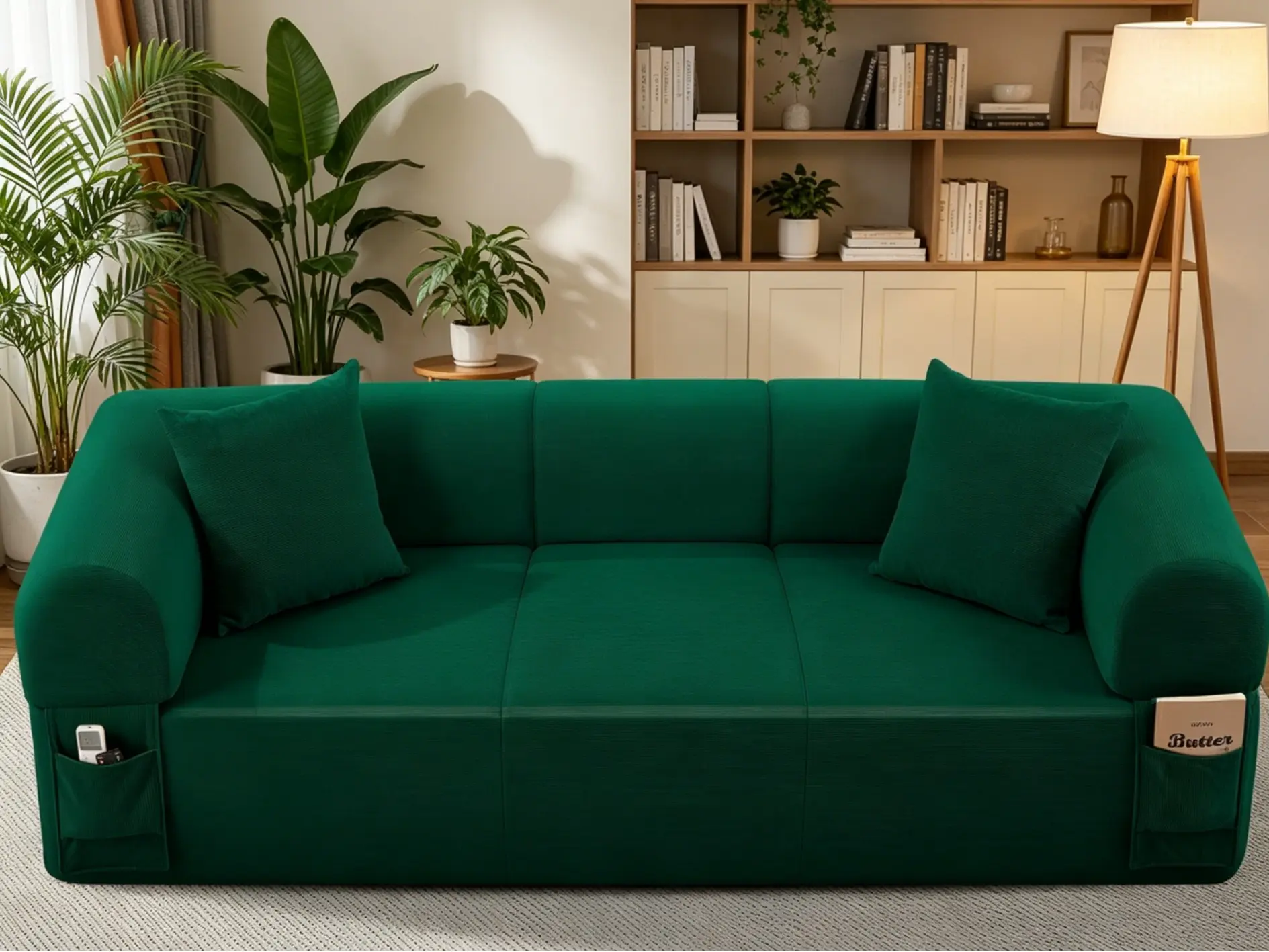 Eclectic Fabric Living Room Indoor Sofa Set with Plush Seat Cushions, Pocketed Springs, High-Density Foam and Polyurethane Foam, Side Pockets For Remotes