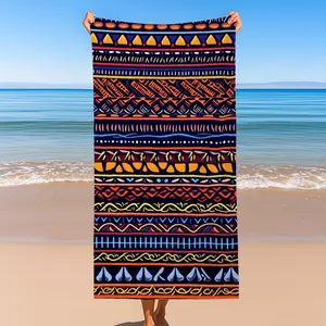 Tribal Stripe Boho Microfiber Beach Towel | Oversized Quick Dry Beach Blanket for Travel & Beach  Perfect gift for Mom on Mother's Day custom absorbent breathable