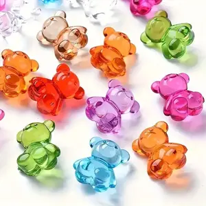 20pcs/50pcs Colorful Transparent Bear, 3D Bear-Shaped Acrylic Beads, Mini Resin Bears, Random Color, Birthday, Festival Party Decorations, Micro Landscape, Birthday, Christmas Decorations, Home Decor