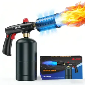 【FathersDayGift Propane Torch with Safety Lock & Dual-Layer Flame Guard, Adjustable Flame Kitchen Torch for Cooking, Grilling and BBQ(Propane Tank Not Included) Bbq Lovers Lightweight fathersdaygift