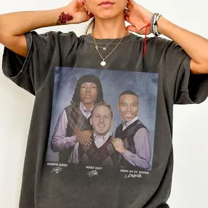 Jahmyr Gibbs, Jared Goff & Amon-Ra St. Brown Detroit Step Bros Football Shirt - Funny Unisex Gift Tee in Comfort Colors Pigment Dyed Vintage Style, Soft Cotton Relaxed Fit Oversized Heavyweight T-Shirt for Casual Streetwear Fans