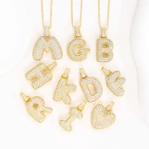 Chubby zircon 26 letter necklace, personalized jewelry with A-Z initials for men and women, daily party couple anniversary Mother's Day gift