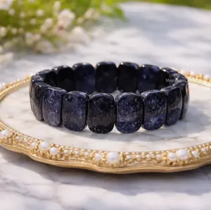 Premium Blue Goldstone Crystal Bracelet Healing Protection Reiki Stretch Men Jewelry