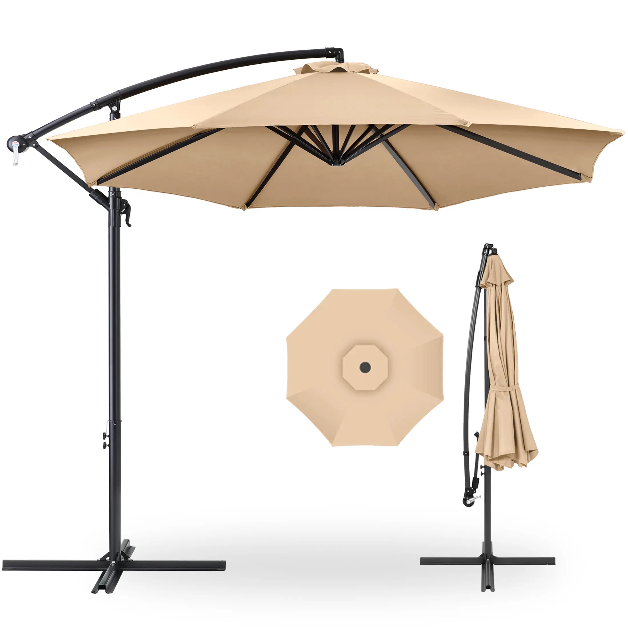 Best Choice Products 10ft Offset Hanging Outdoor Market Patio Umbrella w/ Easy Tilt Adjustment