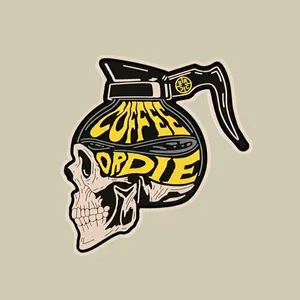 Coffee or Die Skull Grenade Sticker,  Funny Dark Coffee Lover Vinyl Decal