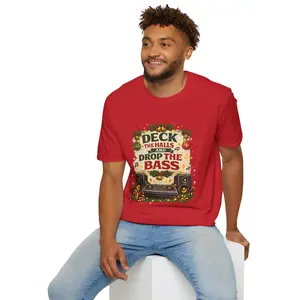 Deck the Halls and Drop the Bass T-Shirt — Christmas DJ Holiday Graphic Tee