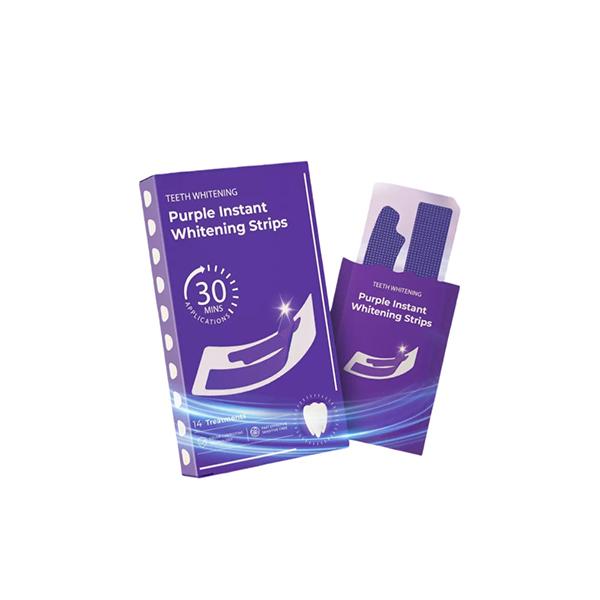 Purple Teeth Whitening Strips - 14/28 Whitening Sessions - Safe for Enamel - Non Sensitive Teeth Whitening - Peroxide-Free Whitening Strips, 14-day treatment (14 Packets - 2 Strips per pack) - Non-Slip, Dry Strip Technology