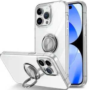 iPhone 14 Plus Case Slim Thin with 360° （TPU Transparent + Silver Stand）Absorbing Bumper Shockproof Phone Case for Apple iPhone 14 Plus 6.7'' - Clear
