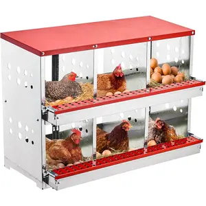 6 Compartment Roll Out Chicken Nesting Box with Basket, Egg Nest Box Chicken Laying Box Hens Chicken Coop Box