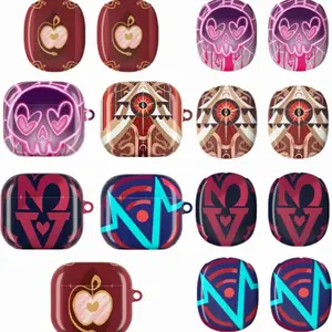 Hazbin Hotel Inspired AirPods Case Cover Protective Skin for AirPods Pro 2 1, Helluva Boss Cartoon Anime Design, Lucifer Apple Skull Alastor Vox TV Heart Patterns, Shockproof Soft Silicone Earbud Protector Accessory, Gift for Fans
